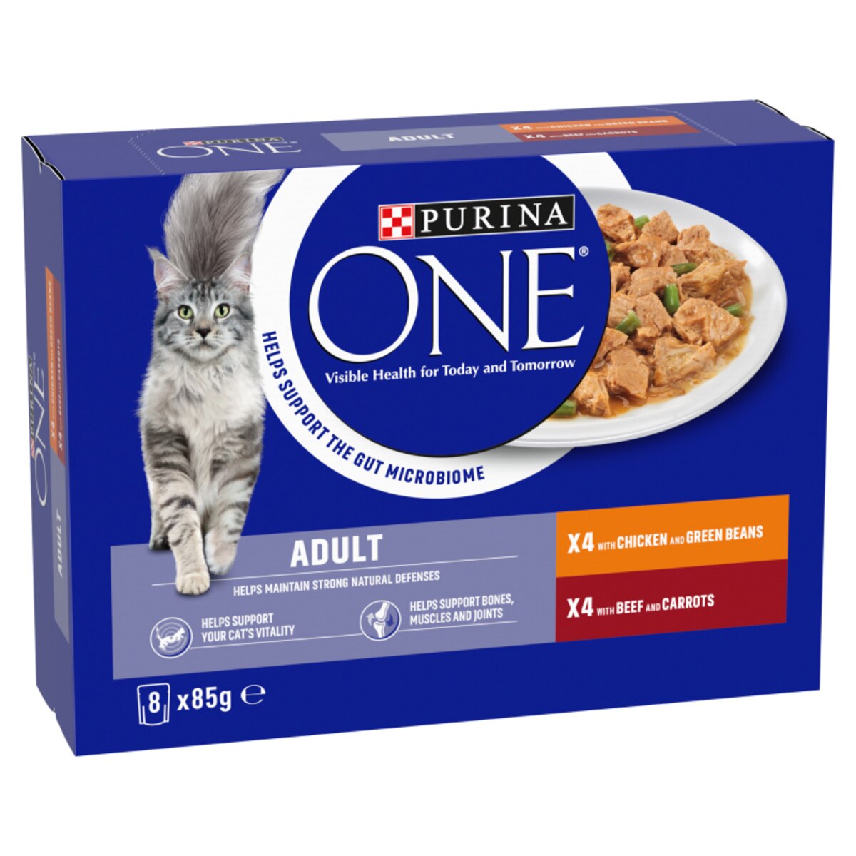 Purina One Chicken/Beef Cat 8x85g➠Next Day Delivery by 7pm